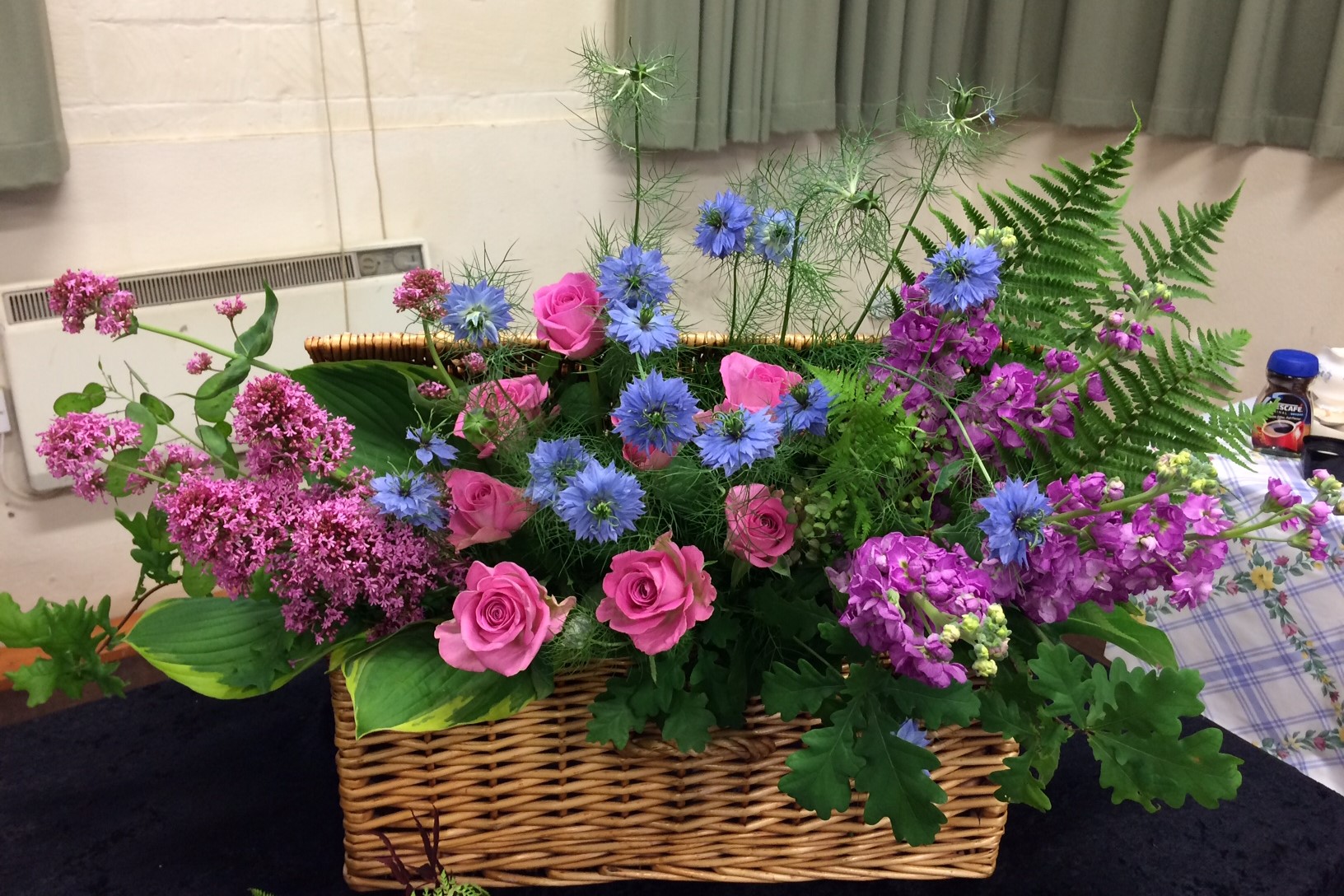 Wedding Pinks and Blues Flower Arrangement Basket