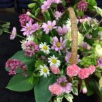 Wedding Flowers Pink and Cream Basket