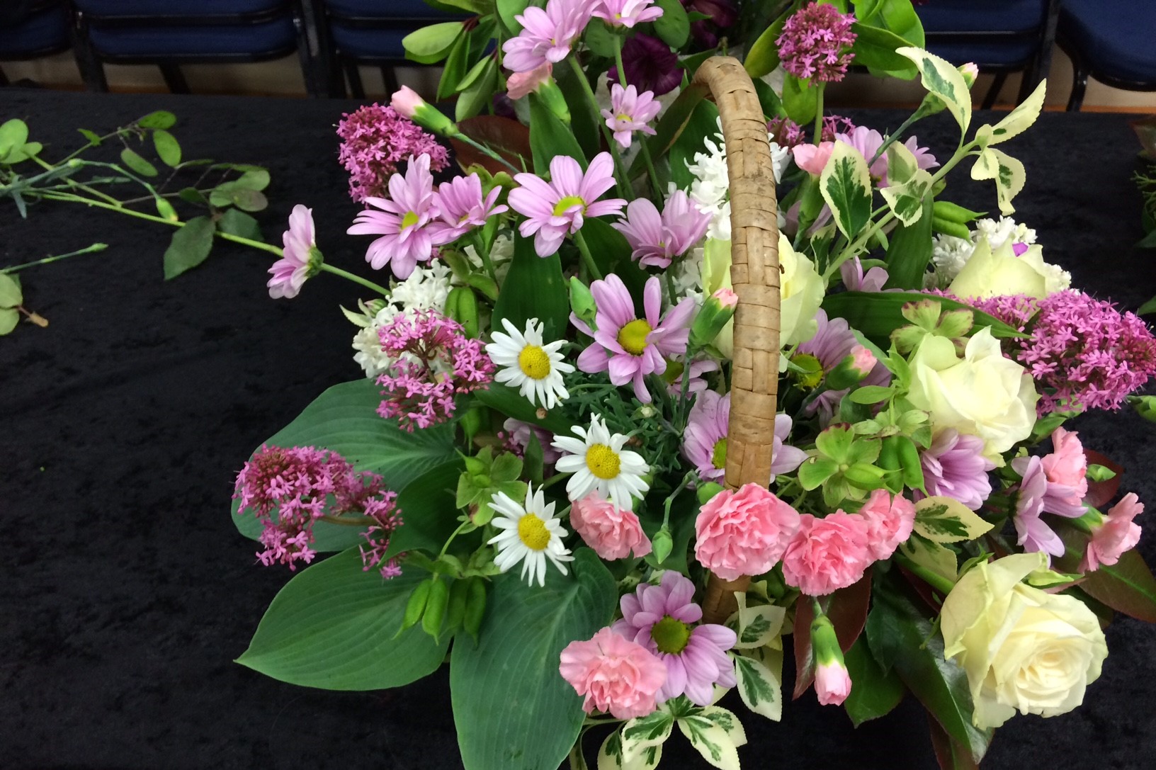 Wedding Flowers Pink and Cream Basket